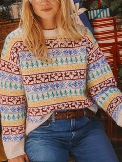 Joules Crew Neck Fair Isle Jumper, Multi - view 2, Multi