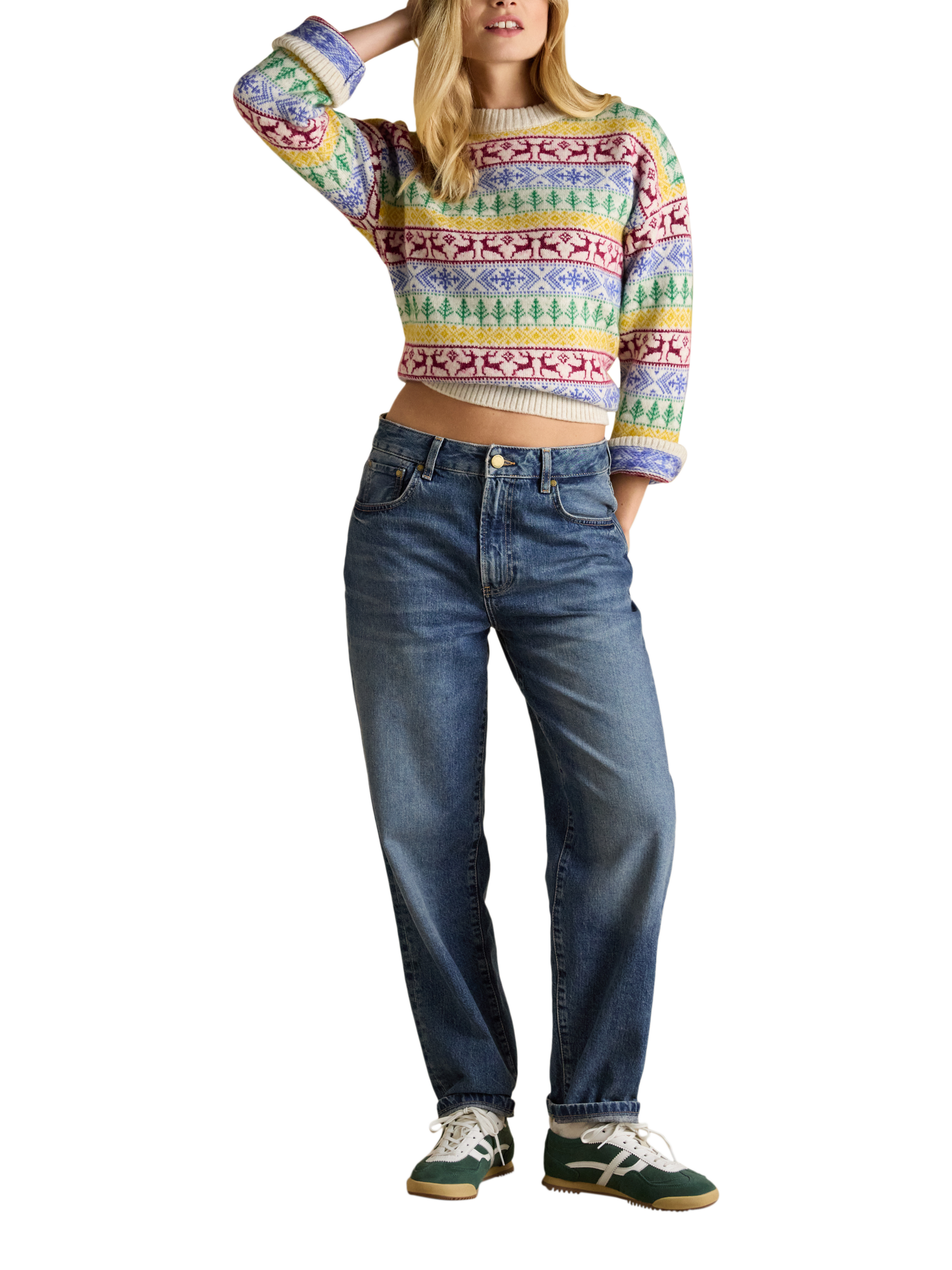 Product image 3 of 7, which shows Joules Crew Neck Fair Isle Jumper, Multi, M