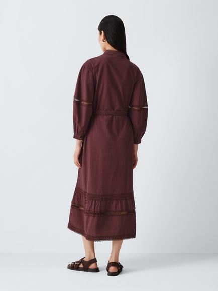 AND/OR Connie Tie Waist Tiered Dress, Chocolate - view 2, Chocolate