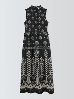 AND/OR Josie Damask Floral Sleeveless Dress, Monochrome, Monochrome