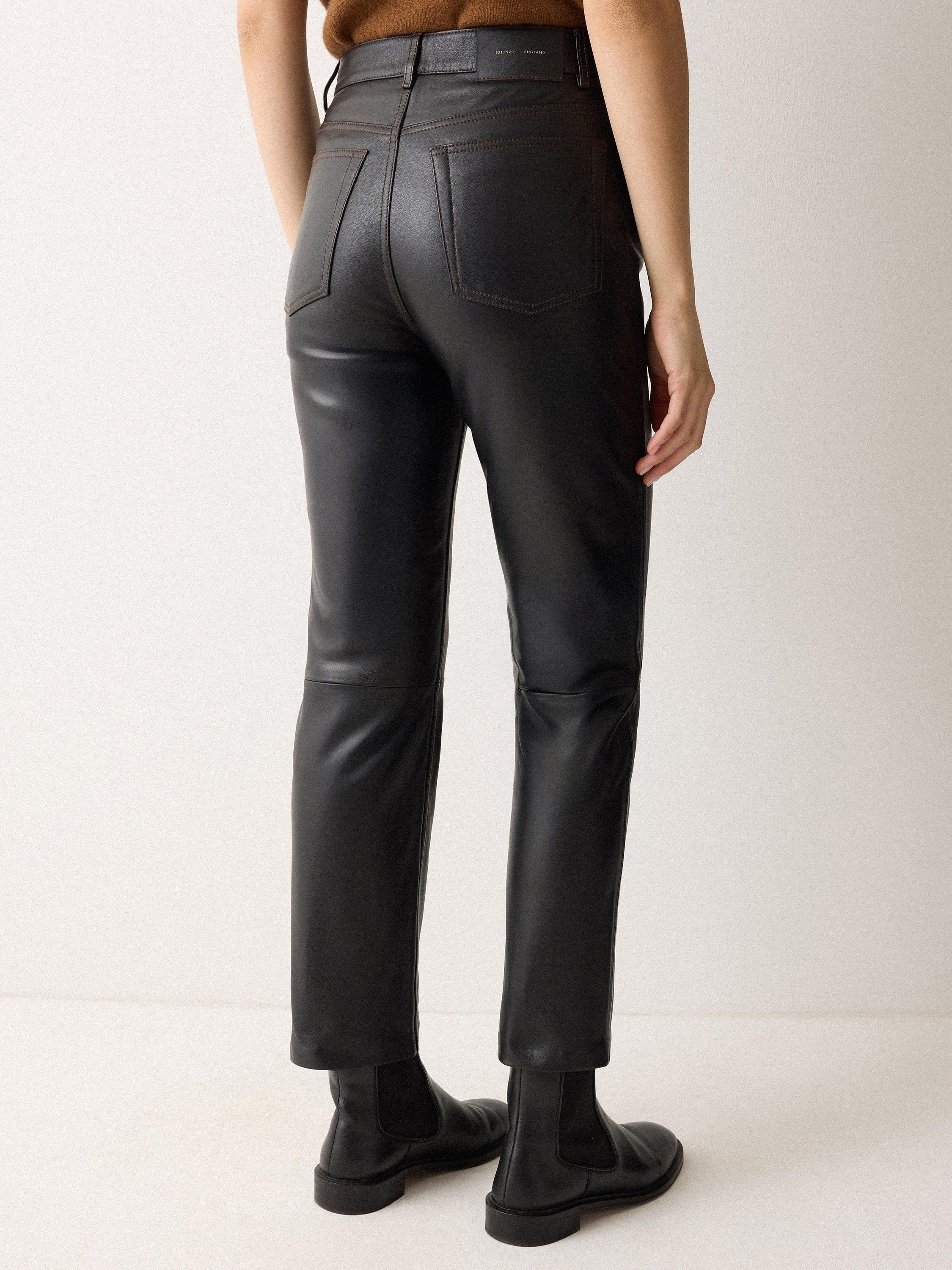 Product image 2 of 5, which shows Jigsaw Lea Pure Leather Jeans, Black, 24R