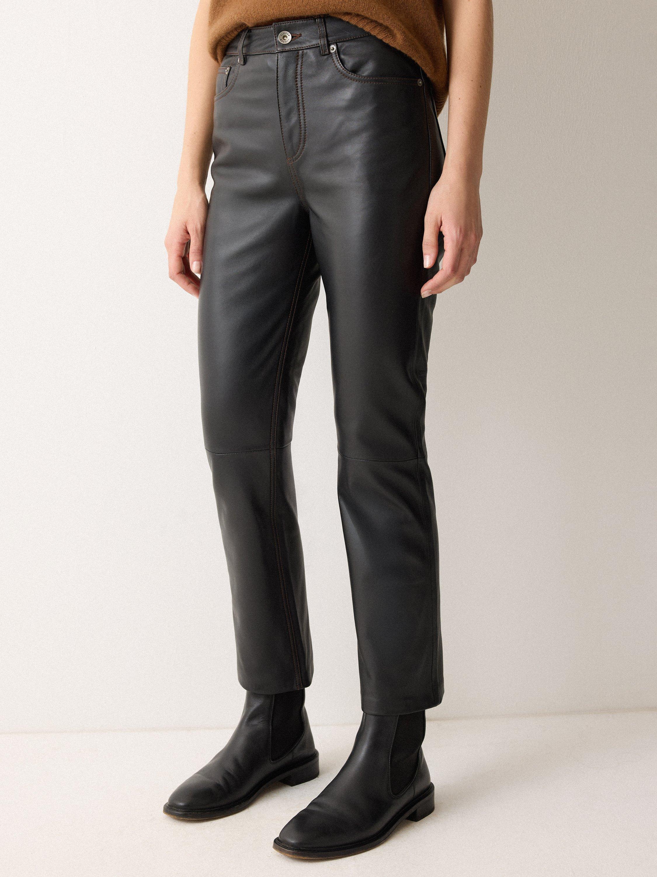 Product image 3 of 5, which shows Jigsaw Lea Pure Leather Jeans, Black, 24R