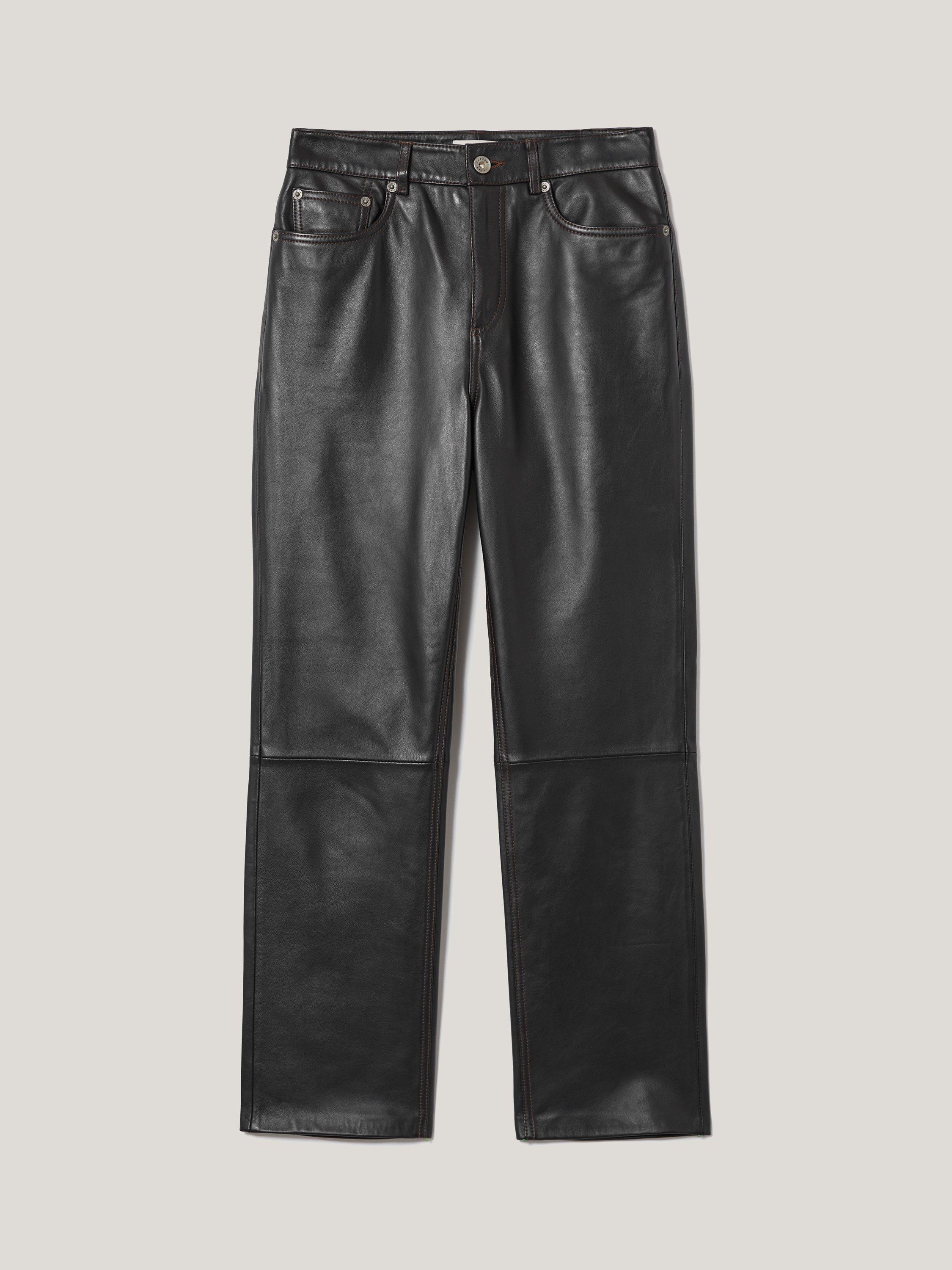 Product image 5 of 5, which shows Jigsaw Lea Pure Leather Jeans, Black, 24R