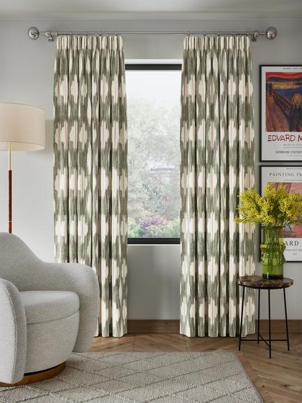 John Lewis Alta Weave Pair Lined Pencil Pleat Curtains, Avocado