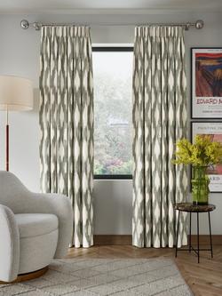 John Lewis Alta Weave Pair Lined Pencil Pleat Curtains - view 2, Avocado