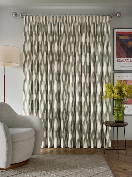 John Lewis Alta Weave Pair Lined Pencil Pleat Curtains - view 2, Avocado