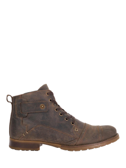 Dune London Simon Wide Fit Leather Ankle Boots, Dark Brown