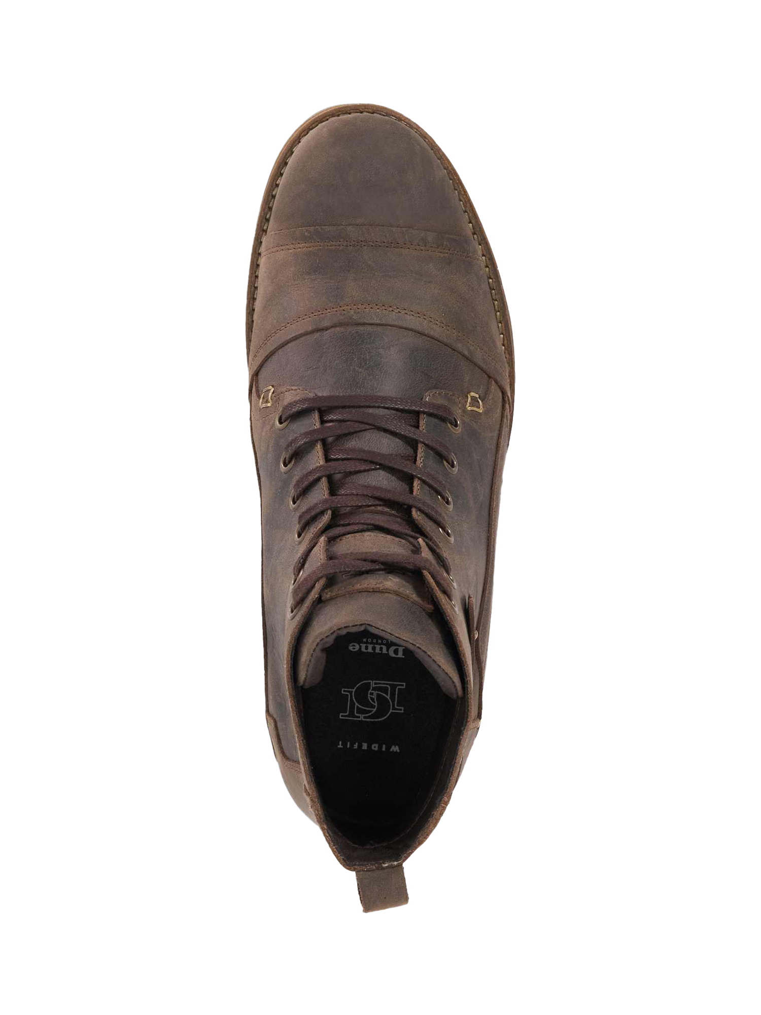 Product image 4 of 5, which shows Dune London Simon Wide Fit Leather Ankle Boots, Dark Brown, EU40