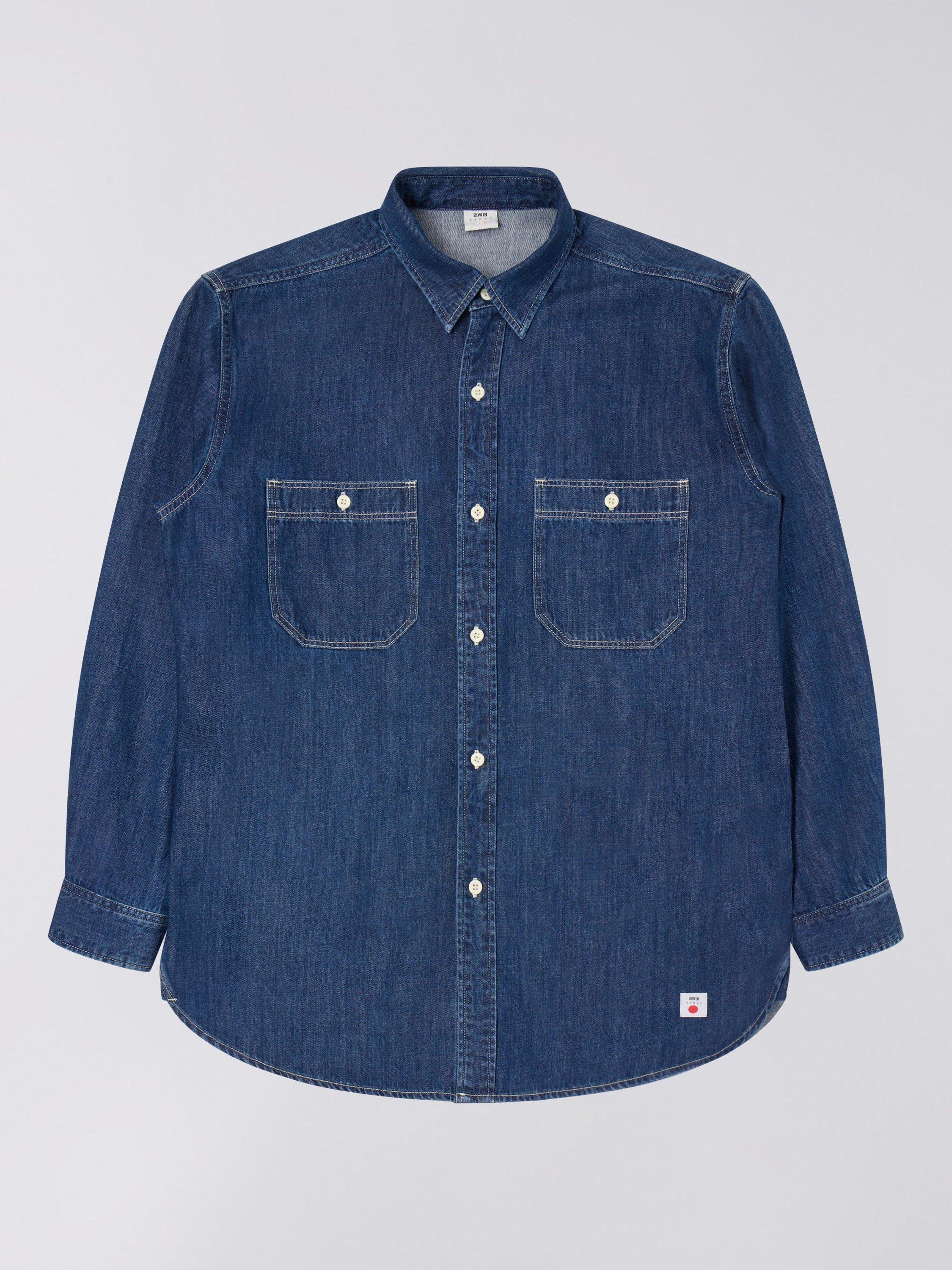 Product image 1 of 1, which shows Edwin Denim Work Shirt, Dark Blue Wash, M