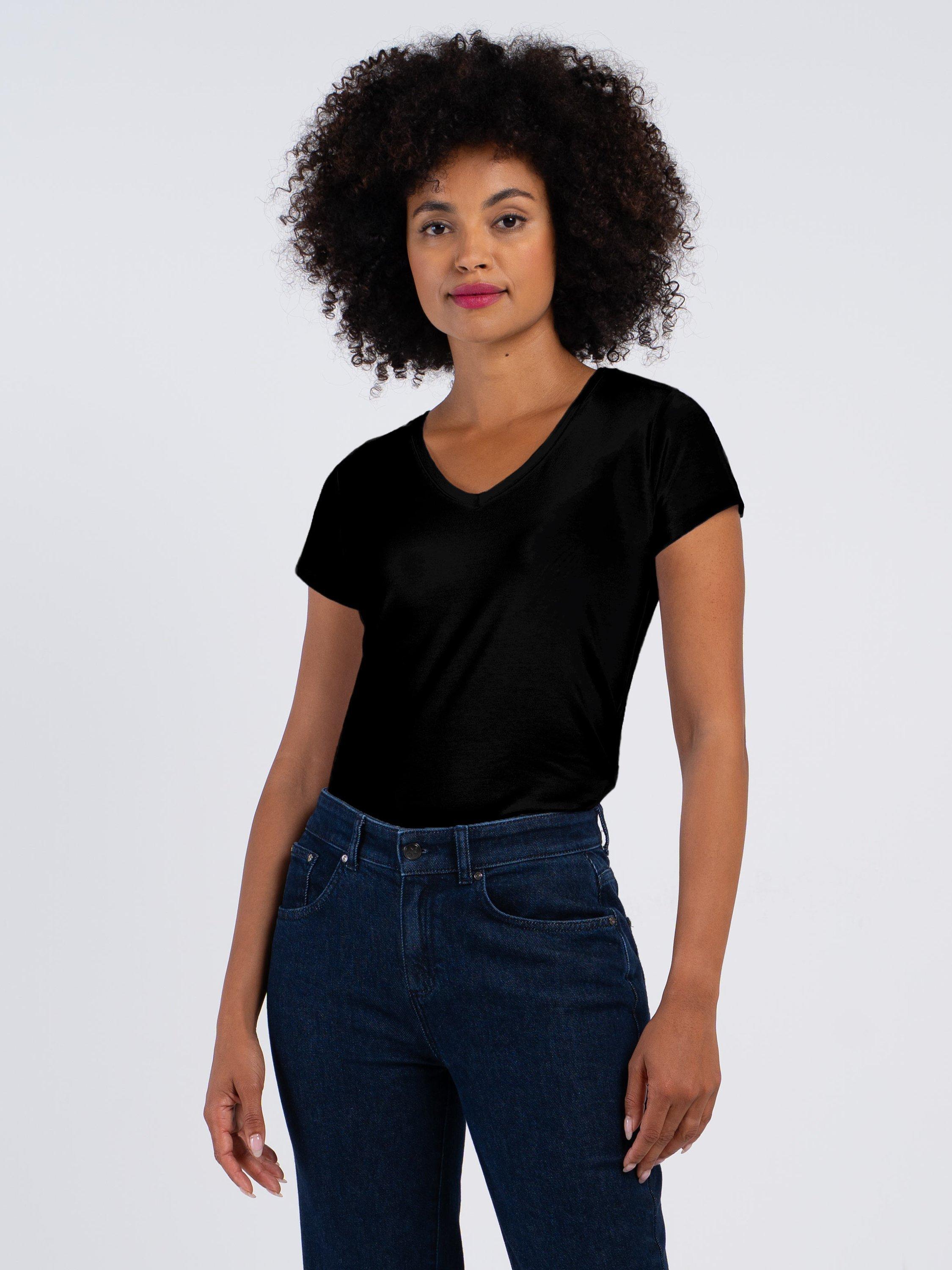 Product image 1 of 3, which shows Celtic & Co. V-Neck T-Shirt, Black, 8