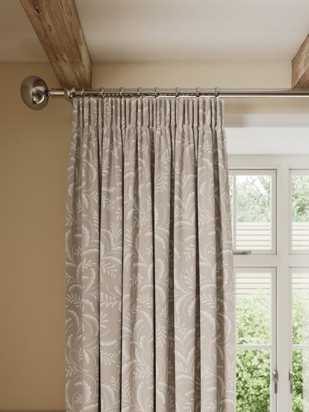 John Lewis Jouvene Weave Pair Blackout/Thermal Lined Pencil Pleat Curtains, Putty, Putty