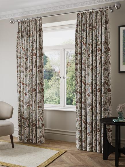 John Lewis Penelope Floral Weave Pair Lined Pencil Pleat Curtains, Multi - view 2, Multi