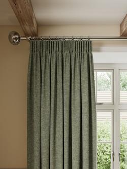 John Lewis Rustic Twill Pair Blackout Lined Pencil Pleat Curtains, Laurel Green