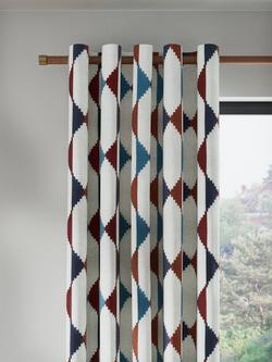 John Lewis Stack Embroidery Pair Lined Eyelet Curtains, Burnt Umber, Burnt Umber