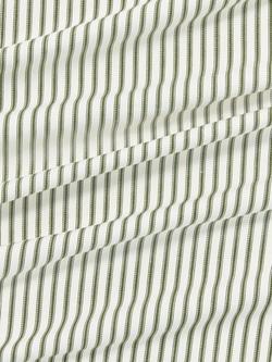 John Lewis Ticking Stripe Print Pair Lined Pencil Pleat Curtains, Avocado - view 2, Avocado