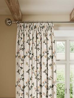 John Lewis Elena Floral Embroidery Pair Lined Pencil Pleat Curtains, Straw, Straw