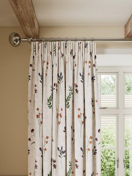 John Lewis Joni Floral Embroidery Pair Lined Pencil Pleat Curtains, Multi, Multi