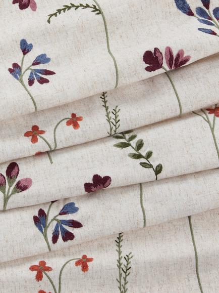 John Lewis Joni Floral Embroidery Pair Lined Pencil Pleat Curtains, Multi - view 2, Multi