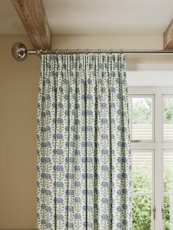 John Lewis Aria Pair Blackout Lined Pencil Pleat Curtains, Lake Blue, Lake Blue