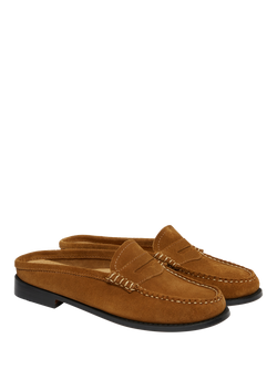 G.H.BASS Weejun Penny Suede Sliders, Brown - view 2, Brown