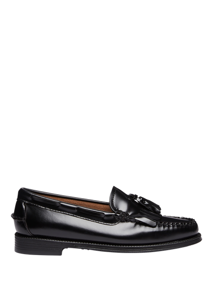 G.H.BASS Easy Weejuns Esther Kiltie Leather Loafers, Black, Black
