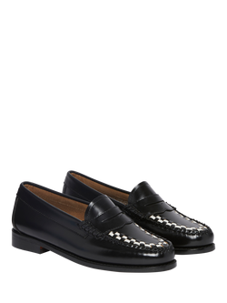 G.H.BASS Weejuns Leather Weave Penny Loafers, Black - view 2, Black