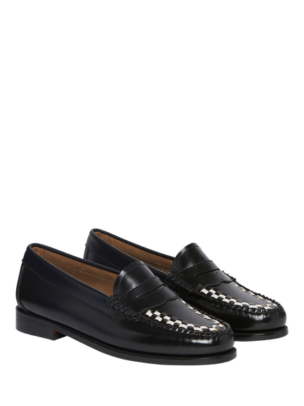 G.H.BASS Weejuns Leather Weave Penny Loafers, Black - view 2, Black