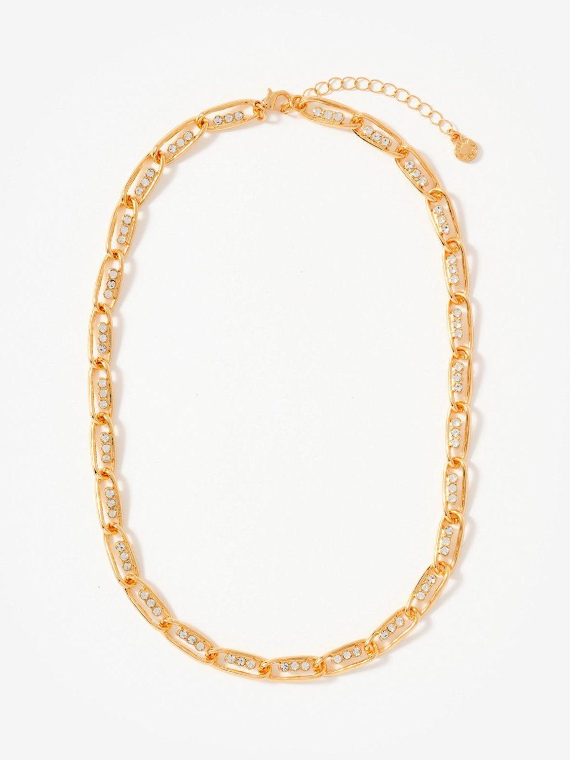 Product image 1 of 3, which shows Mint Velvet Pave Chain Necklace, Gold