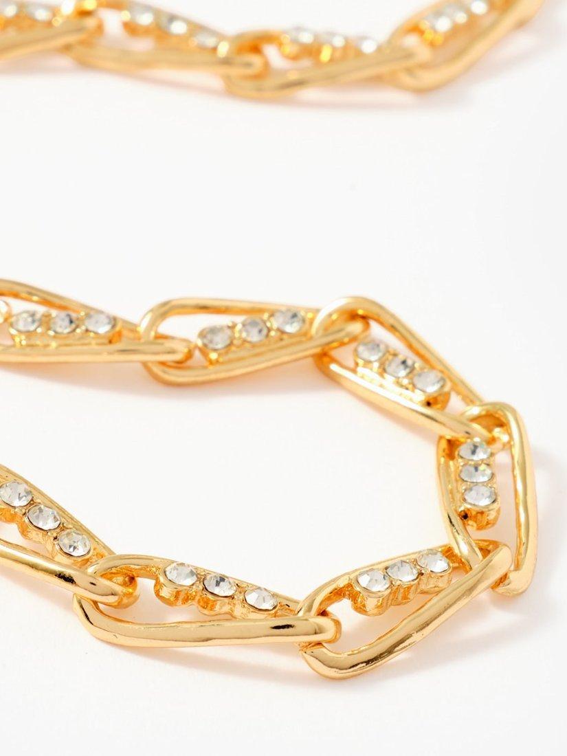 Product image 3 of 3, which shows Mint Velvet Pave Chain Necklace, Gold