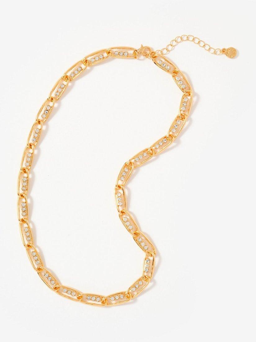 Product image 2 of 3, which shows Mint Velvet Pave Chain Necklace, Gold