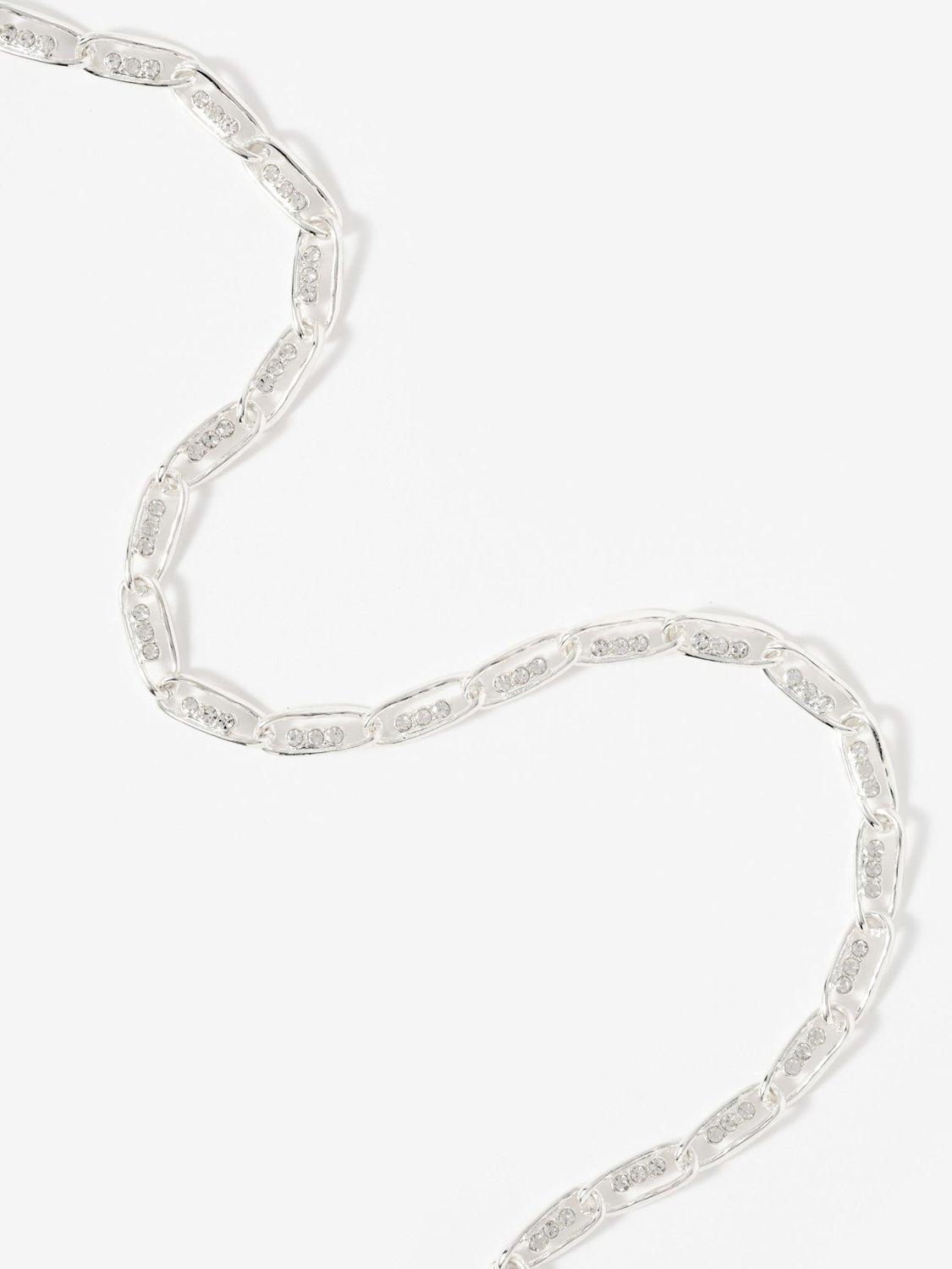 Product image 3 of 3, which shows Mint Velvet Pave Chain Necklace, Silver