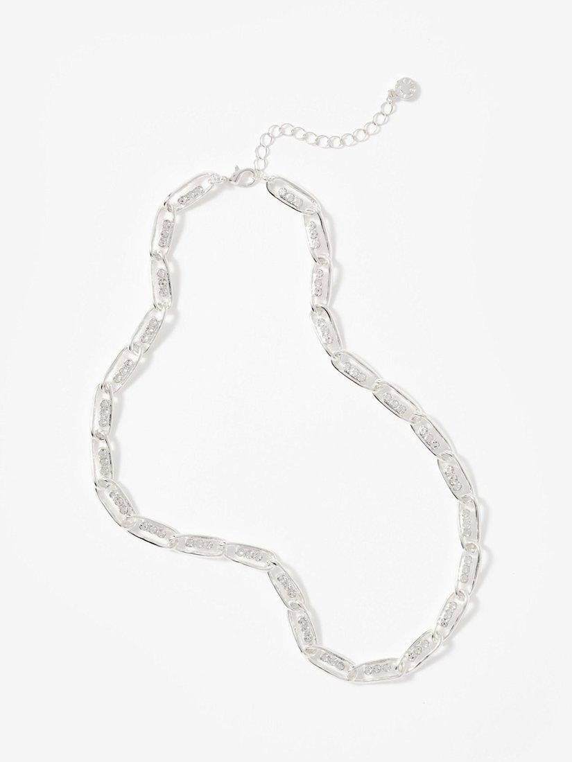 Product image 2 of 3, which shows Mint Velvet Pave Chain Necklace, Silver