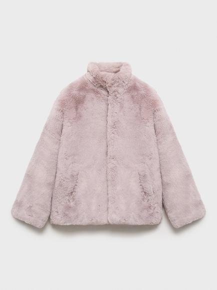 Mango Kids' Bole Faux Fur Coat, Pink, Pink
