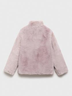 Mango Kids' Bole Faux Fur Coat, Pink - view 2, Pink