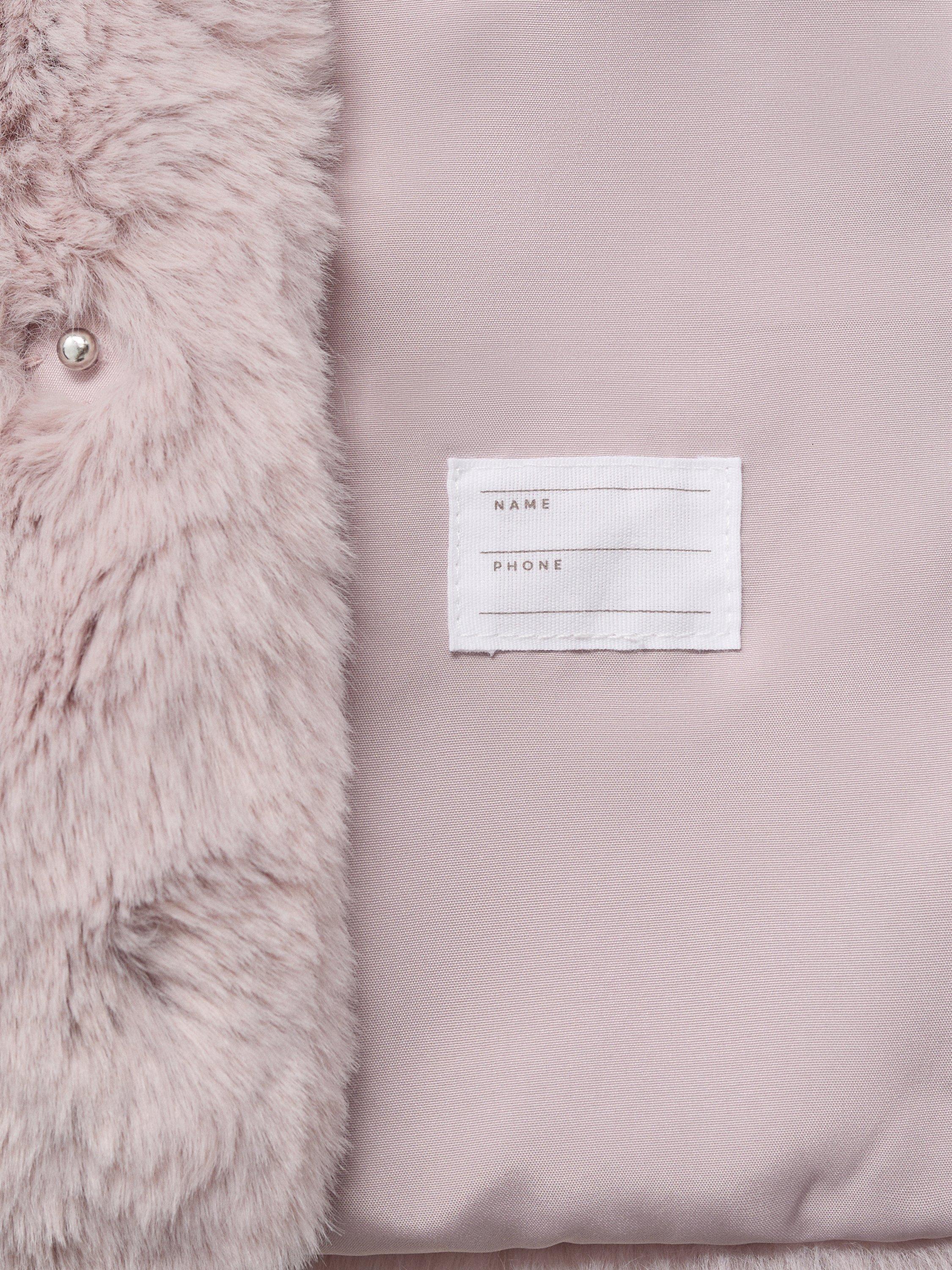 Product image 4 of 4, which shows Mango Kids' Bole Faux Fur Coat, Pink, 10 years