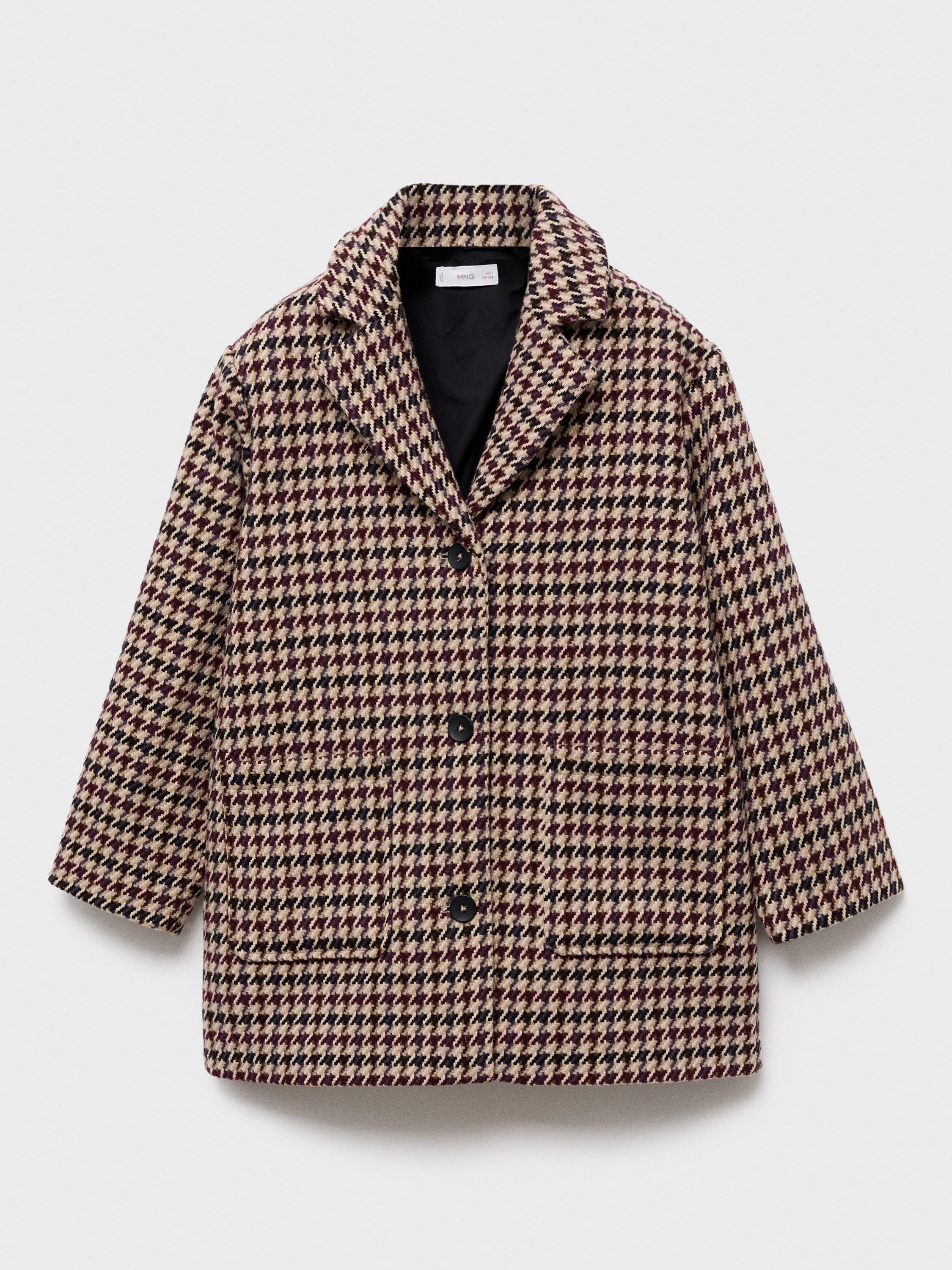 Product image 1 of 4, which shows Mango Kids' Marian Single Breasted Coat, Dark Red, 10 years