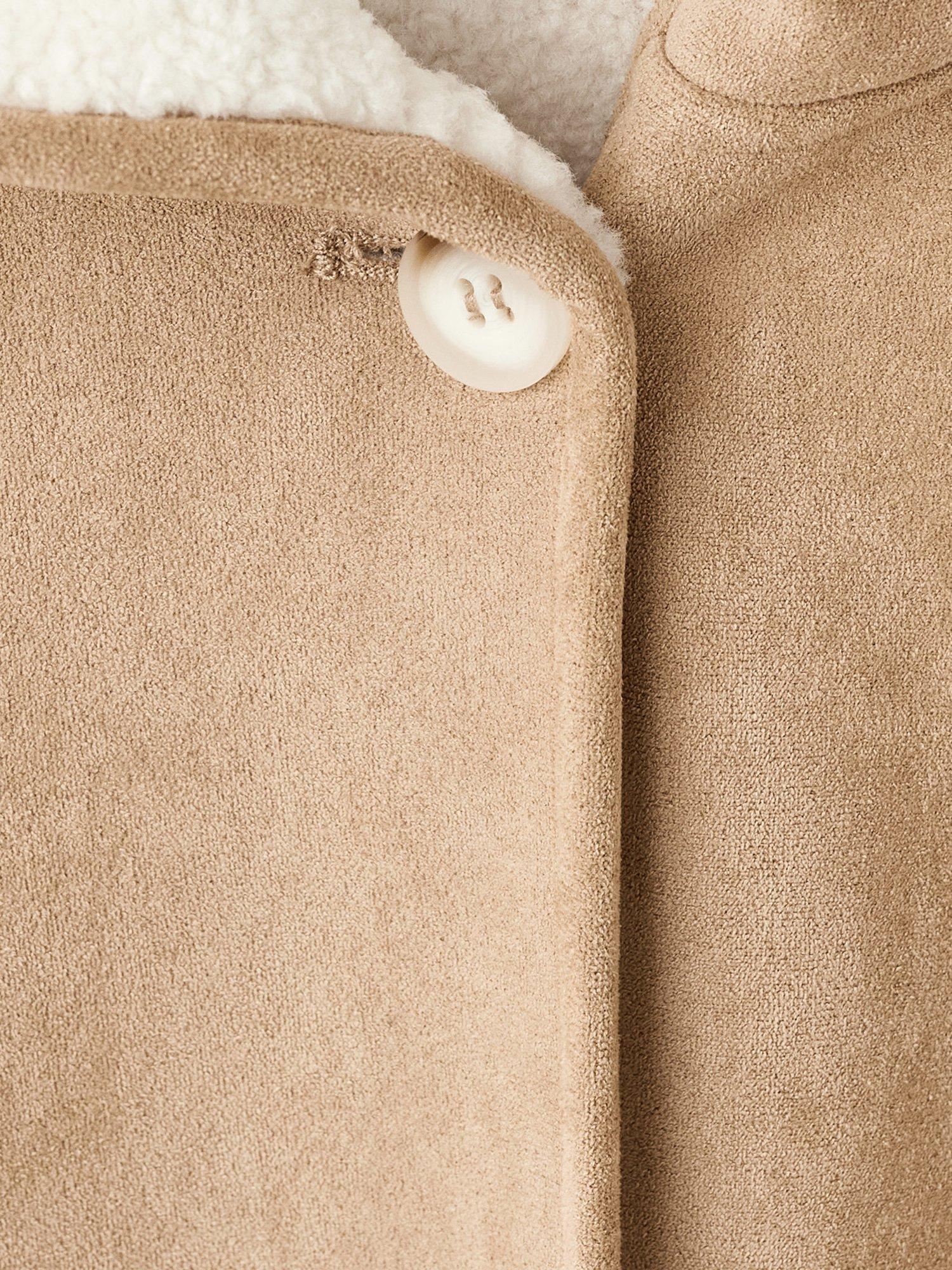 Product image 4 of 4, which shows Mango Kids' Mariona Suede Look Coat, Medium Brown, 11 years