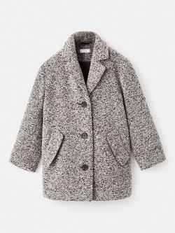 Mango Kids' Mocca Collared Button Down Coat, Brown, Brown