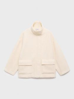 Mango Woody Boucle Jacket, Light Beige, Light Beige