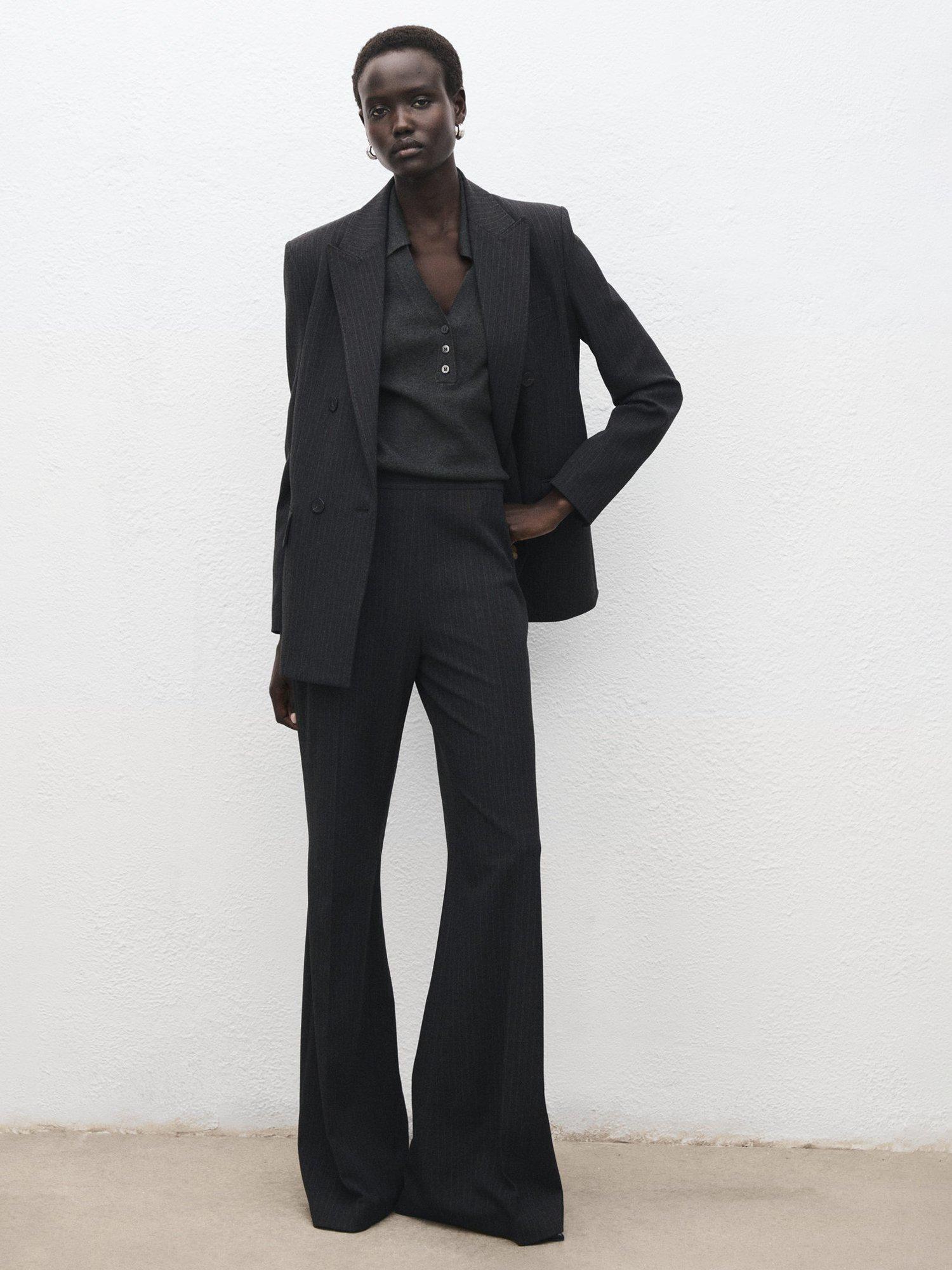 Product image 2 of 9, which shows Mango Shirt Collar Fine Knit Sweater, Medium Grey, S