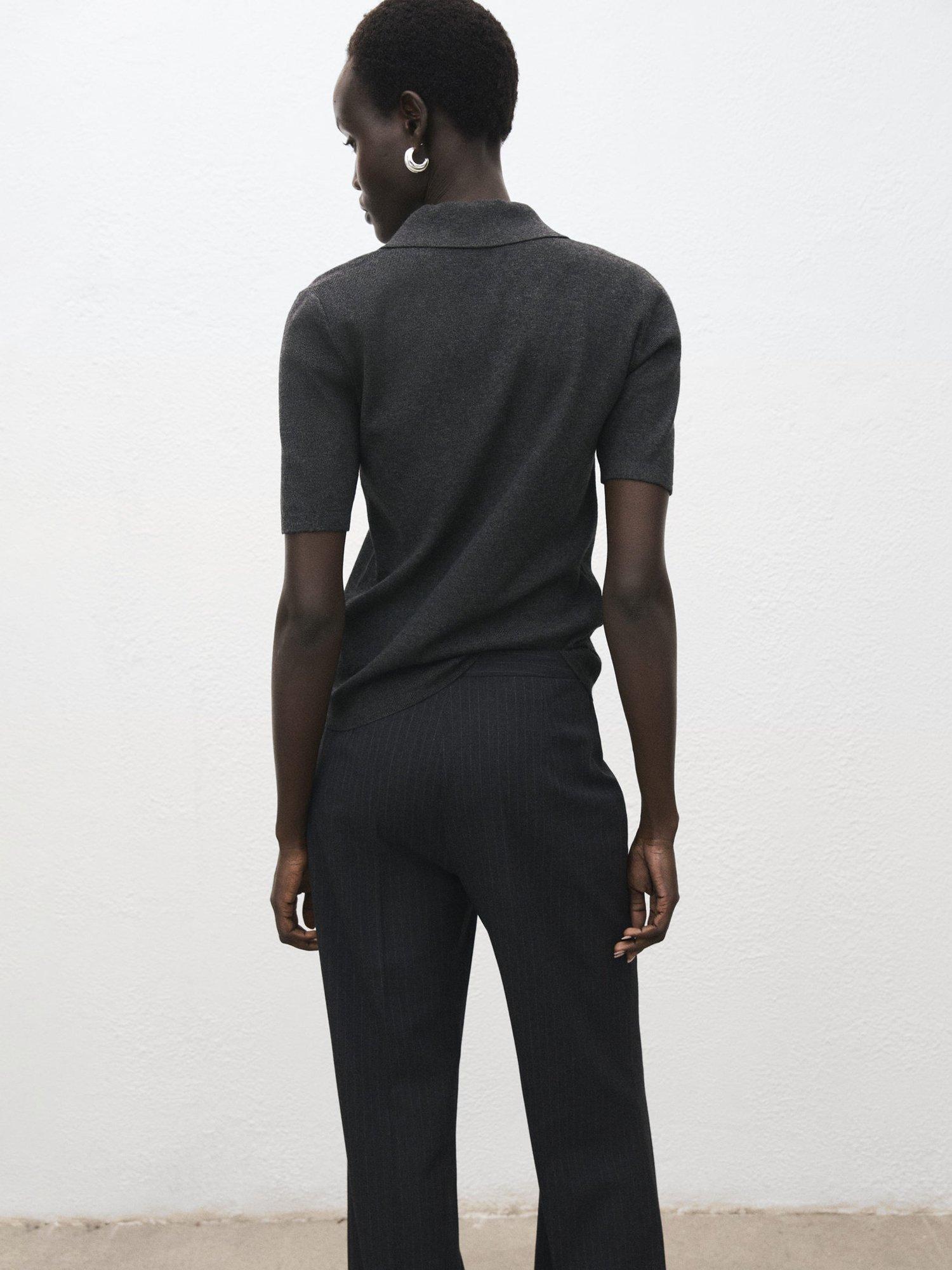 Product image 4 of 9, which shows Mango Shirt Collar Fine Knit Sweater, Medium Grey, S