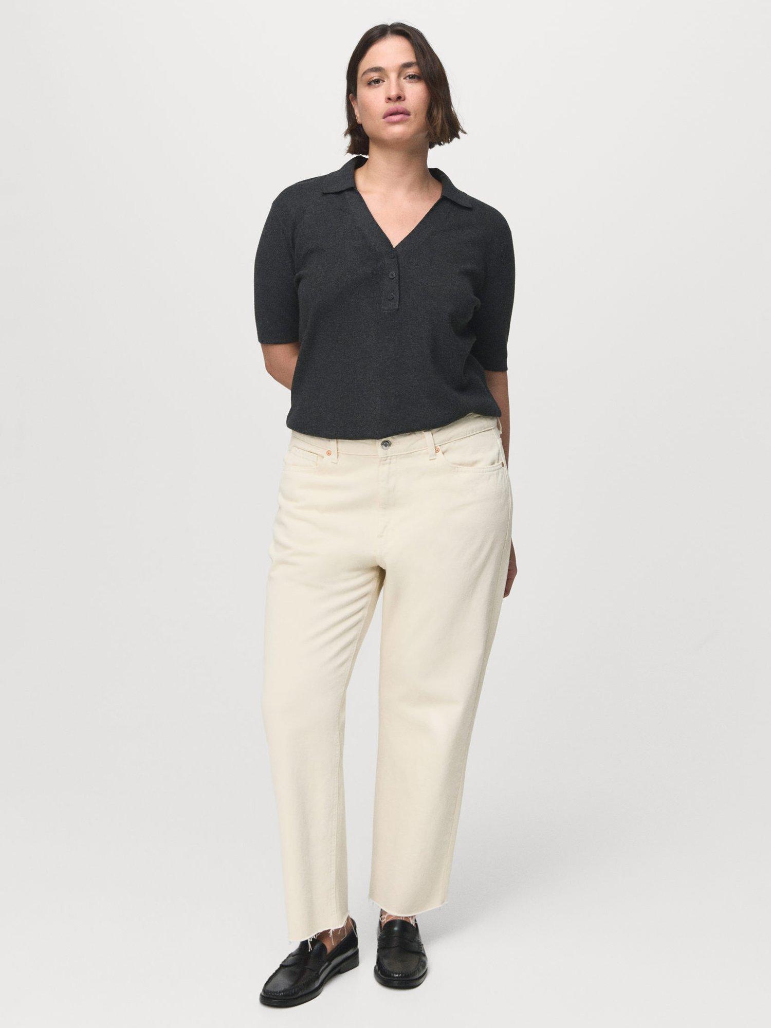 Product image 8 of 9, which shows Mango Shirt Collar Fine Knit Sweater, Medium Grey, S