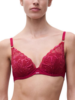 Chantelle Fleurs Plunge T-Shirt Bra, Candy Apple
