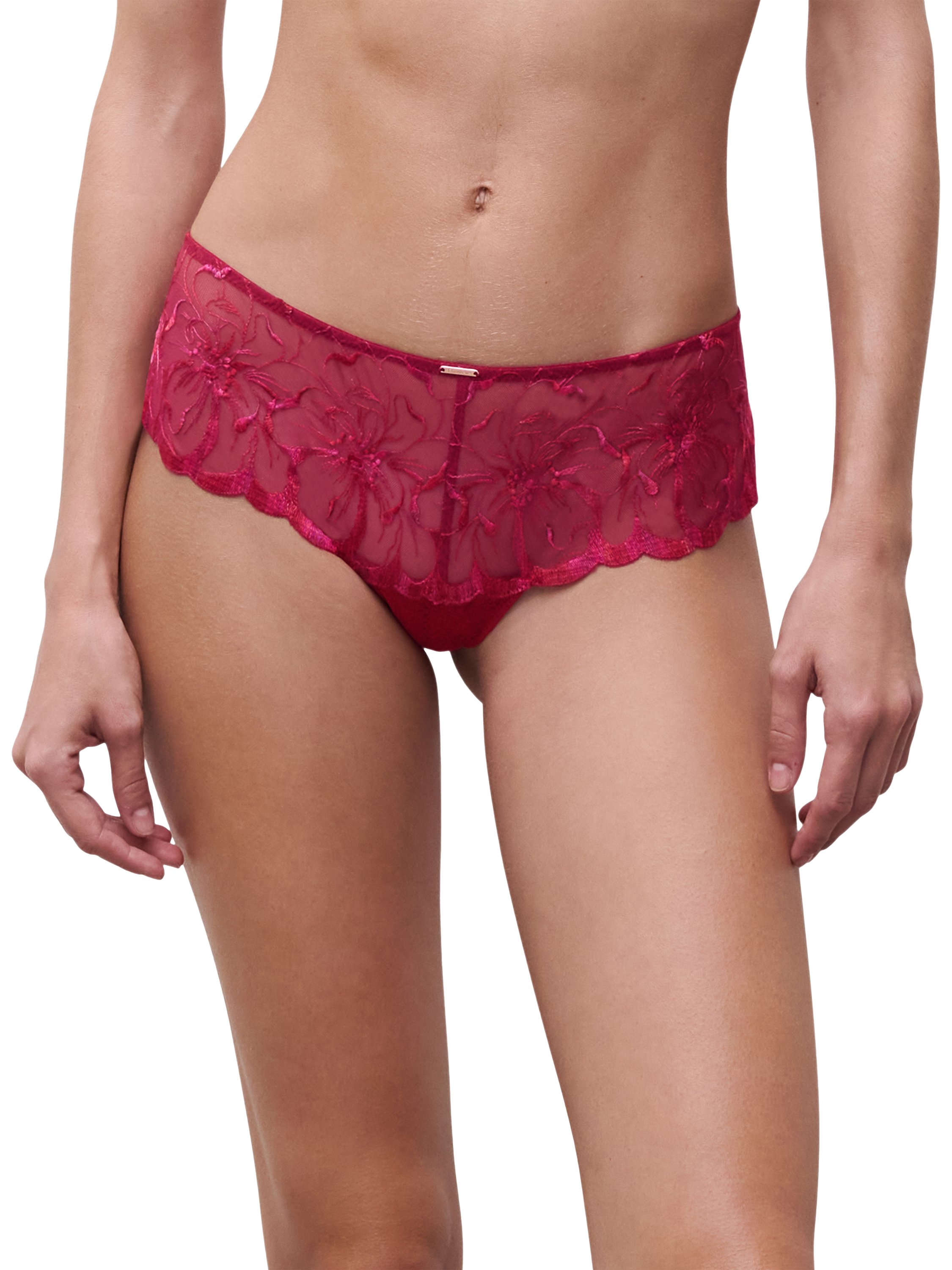 Product image 1 of 4, which shows Chantelle Fleurs Shorty Knickers, Candy Apple, S