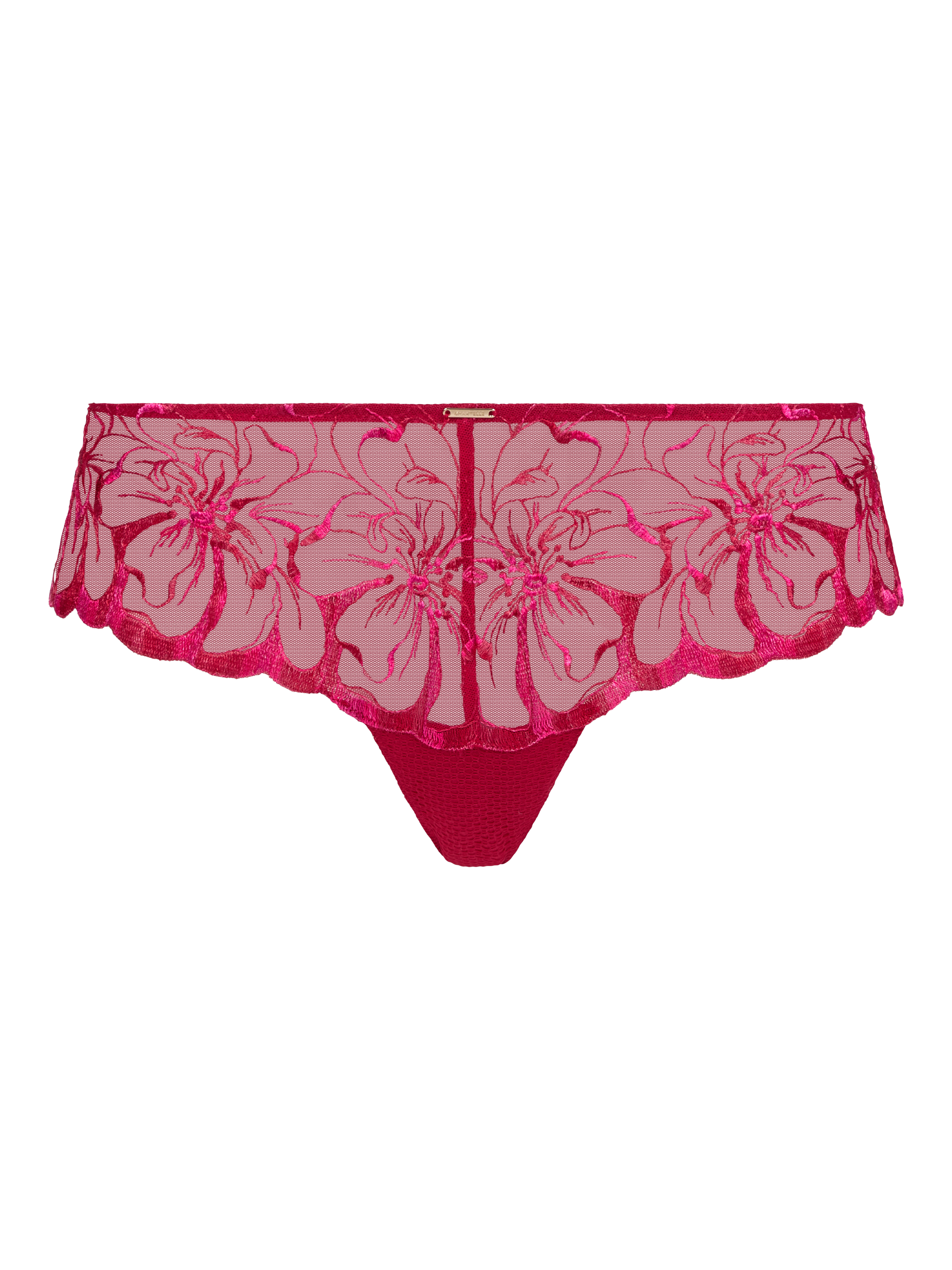 Product image 4 of 4, which shows Chantelle Fleurs Shorty Knickers, Candy Apple, S