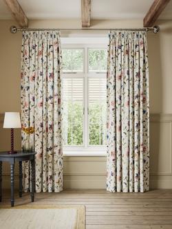 John Lewis Isabelle Floral Print Pair Blackout Lined Pencil Pleat Curtains, Multi - view 2, Multi