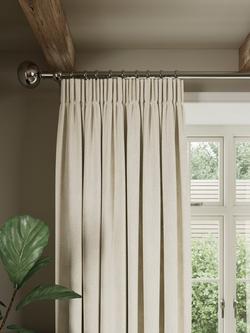 John Lewis Plain Pair Lined Pencil Pleat Curtains, Cream