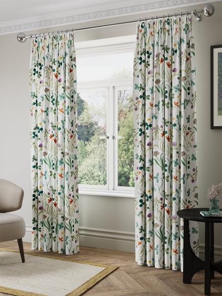 John Lewis x Anine Cecilie Iversen Tulip Garden Pair Lined Pencil Pleat Curtains, Multi - view 2, Multi