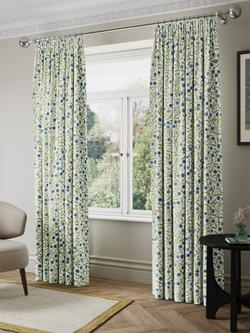 John Lewis x Anine Cecilie Iversen Floret Pair Blackout Lined Pencil Pleat Curtains, Glacier - view 2, Glacier