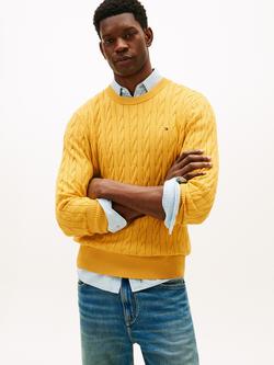 Tommy Hilfiger Classic Cotton Cable Knit Jumper, Morning Side Yellow